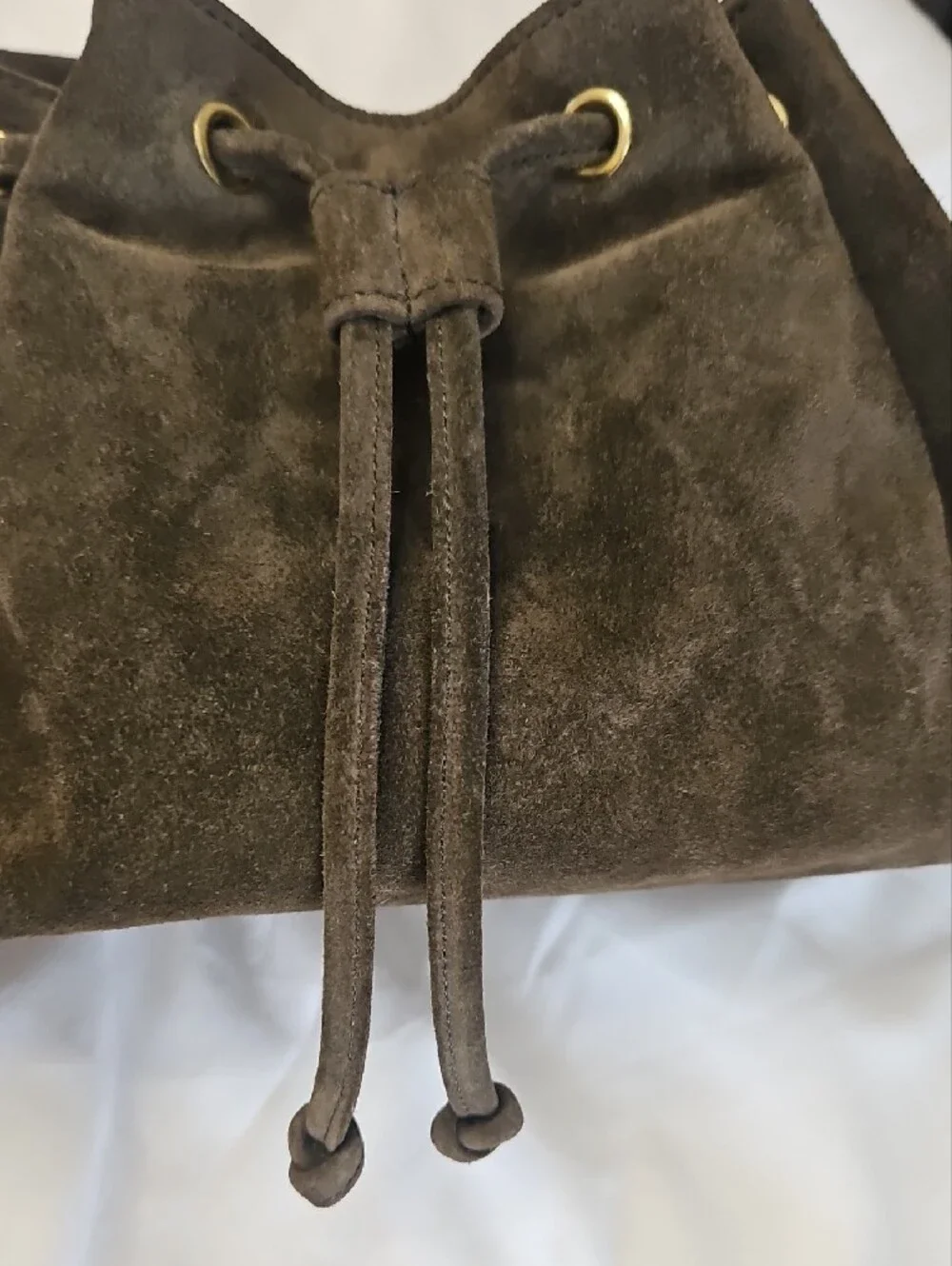 TALBOTS Classic Suede Drawstring Backpack - Brown